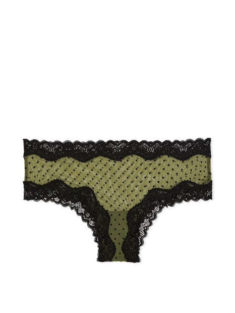 Сетчатые трусики чики Victoria's Secret с кружевными вставками 1159825959 (Зеленый S)