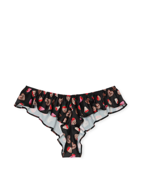 Женские атласные трусики чики Victoria's Secret с принтом 1159833628 (Черный XS)