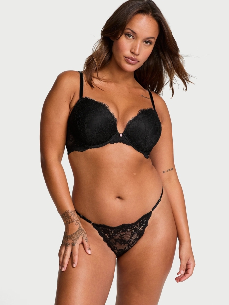 Кружевные трусики стринги Victoria's Secret 1159826084 (Черный XL)