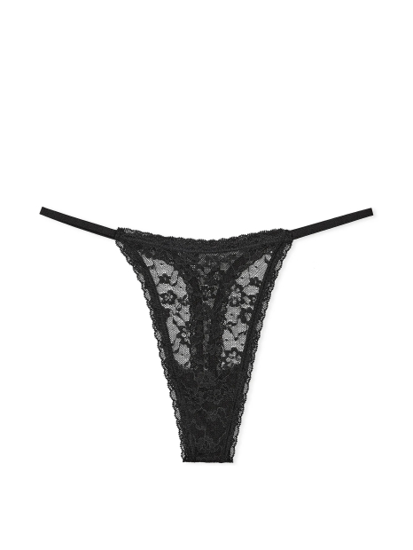 Кружевные трусики тонг Victoria's Secret 1159826165 (Черный XL)