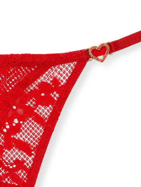 Кружевные трусики тонг Victoria's Secret с подвесками из страз 1159826171 (Красный M)