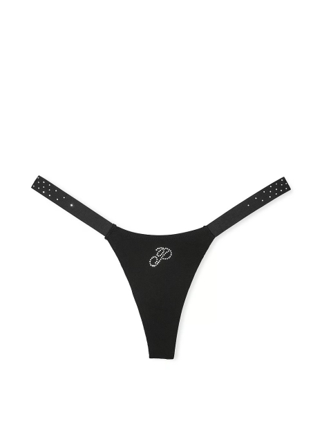 Стильні трусики тонг Victoria's Secret Pink зі стразами 1159826304 (Чорний L)