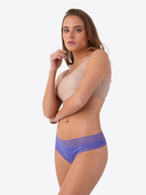 Мягкие женские трусики Calvin Klein тонг с кружевом сеточкой 1159826387 (Фиолетовый M)