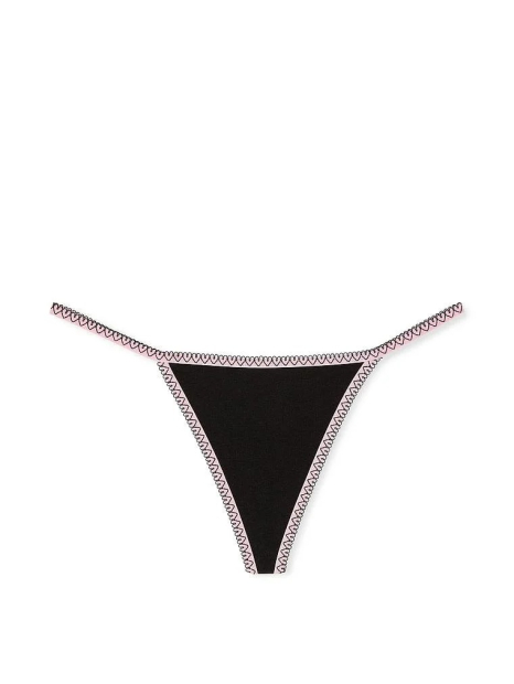Женские трусики стринги Victoria's Secret с отделкой в ​​виде сердец 1159826698 (Черный M)
