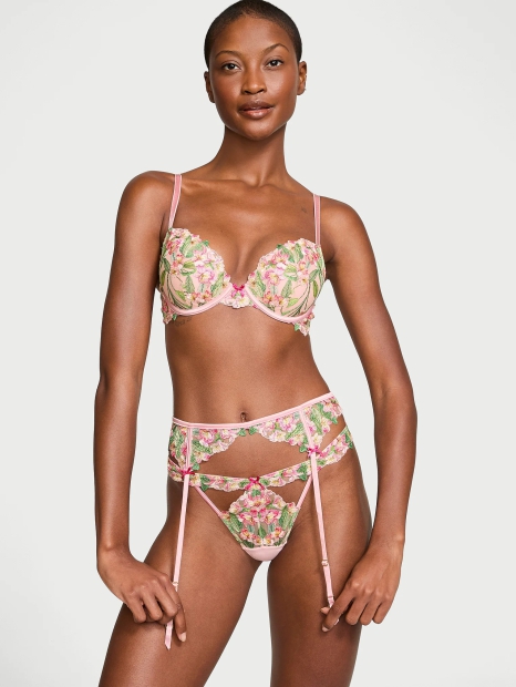 Сетчатые трусики тонг Victoria's Secret с вышивкой 1159826794 (Розовый XL)