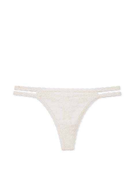 Женские кружевные трусики тонг Victoria's Secret Pink 1159826885 (Молочный S)