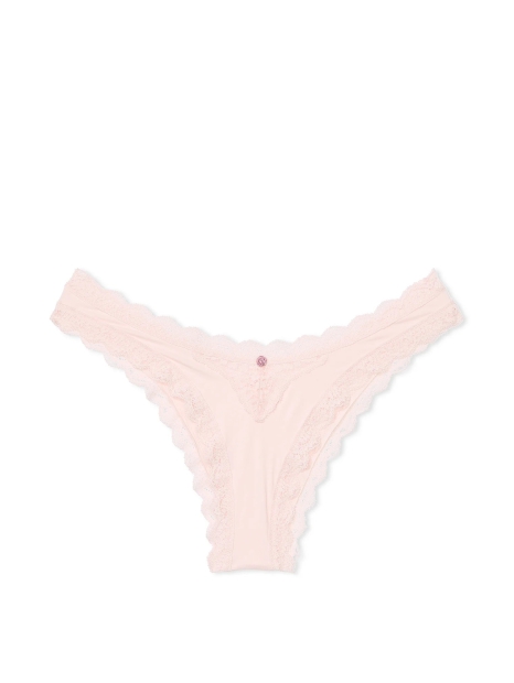 Женские гладкие трусики с кружевом Victoria's Secret бразильяны 1159827191 (Розовый L)
