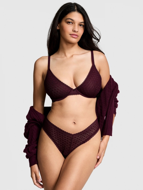 Женские сетчатые трусики бразилияны Victoria's Secret Pink 1159827552 (Бордовый S)