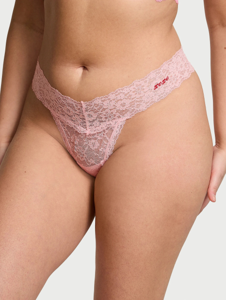 Мереживні трусики тонг Victoria's Secret 1159828647 (Рожевий L)