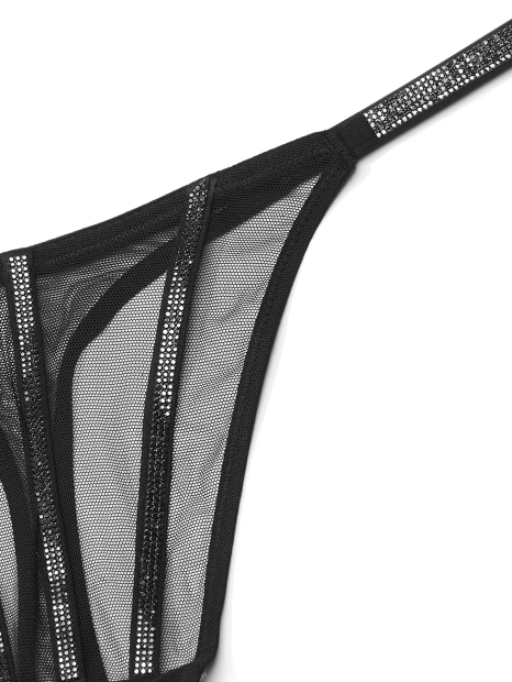 Эффектные трусики в сеточку Victoria's Secret со стразами 1159828801 (Черный XXL)