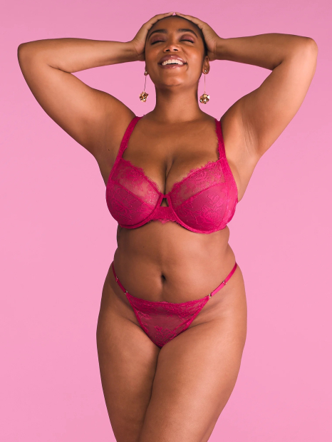 Кружевные трусики стринги Victoria's Secret 1159831079 (Розовый XL)
