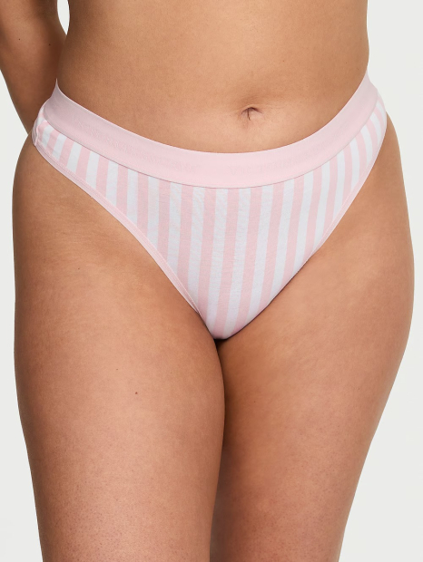 Хлопковые трусики тонг Victoria's Secret с принтом 1159831104 (Розовый S)