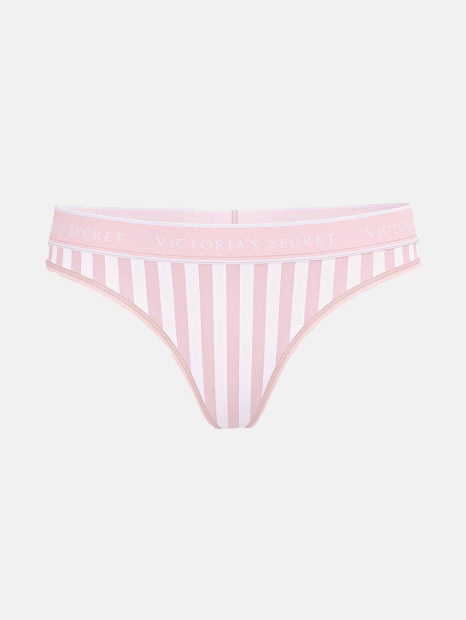 Хлопковые трусики тонг Victoria's Secret с принтом 1159831104 (Розовый S)