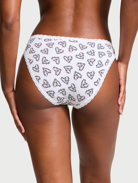 Хлопковые женские трусики бикини Victoria's Secret с принтом 1159831226 (Белый XL)