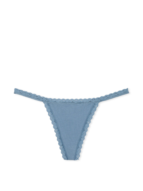 Женские трусики стринги Victoria's Secret с кружевом 1159831619 (Синий XL)