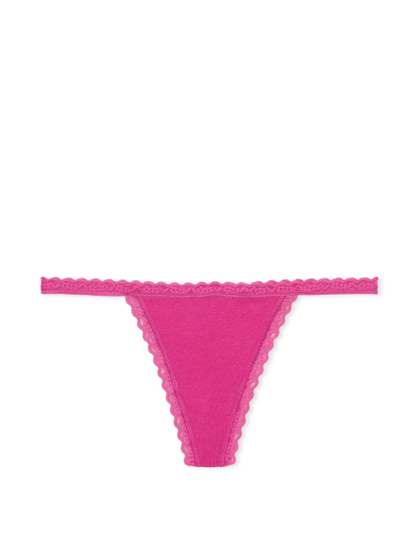 Женские трусики стринги Victoria's Secret с кружевом 1159831624 (Розовый XL)