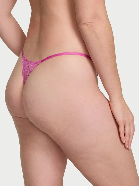 Мереживні трусики тонг Victoria's Secret з підвісками зі страз 1159831699 (Рожевий S)