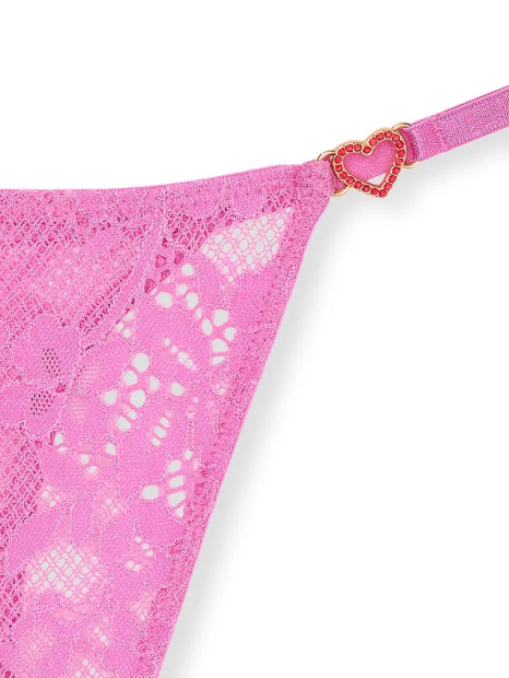 Мереживні трусики тонг Victoria's Secret з підвісками зі страз 1159831699 (Рожевий S)