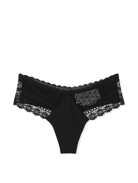 Безшовні трусики Victoria's Secret тонг із мереживом 1159831989 (Чорний S)