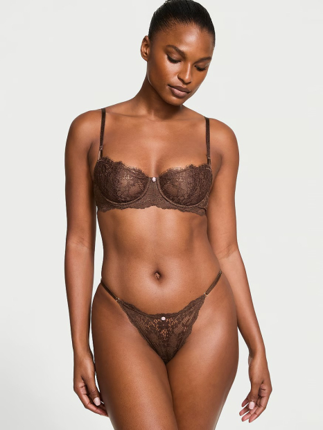 Мереживні трусики бікіні Victoria's Secret 1159832021 (Коричневий XL)
