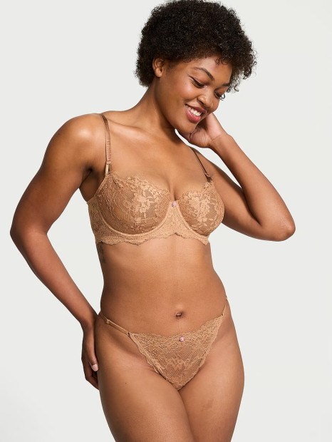 Мереживні трусики бікіні Victoria's Secret 1159832025 (Коричневий XL)