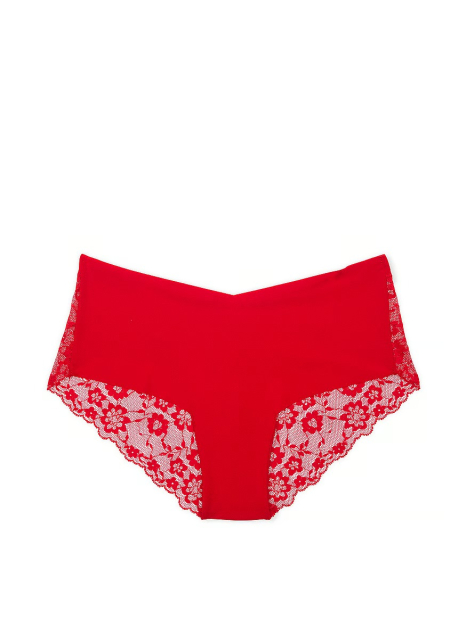 Бесшовные трусики чики Victoria's Secret с кружевом 1159832664 (Красный XS)