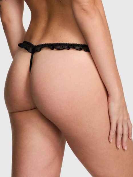 Трусики стринги Victoria's Secret PINK 1159832917 (Черный S)