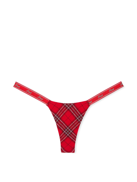 Трусики тонг Victoria's Secret Pink с принтом 1159833019 (Красный XL)