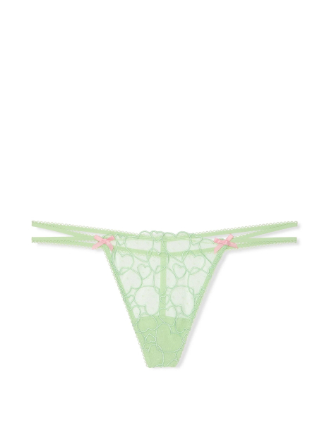 Сетчатые трусики стринги Victoria's Secret Pink с вышивкой 1159833025 (Салатовый S)