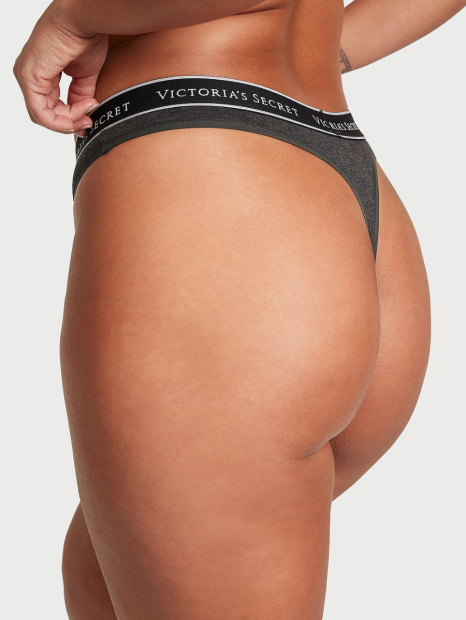 Женские трусики тонг Victoria's Secret с логотипом 1159833067 (Серый XS)