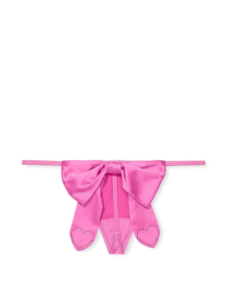 Гладкие трусики стринги Victoria's Secret с бантом сзади 1159833263 (Розовый S)