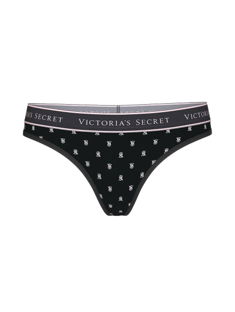Женские трусики тонг Victoria's Secret с логотипом 1159833359 (Черный S)