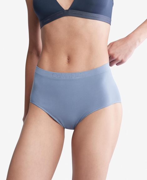 Бесшовные трусики Calvin Klein бикини с высокой посадкой 1159833486 (Синий L)