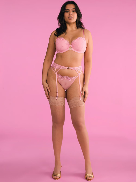 Жіночі трусики стрінги Victoria's Secret з 3D вишивкою 1159833497 (Рожевий XXL)