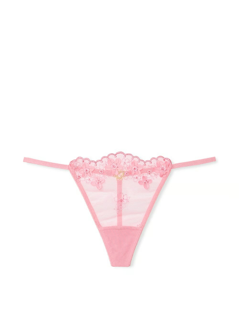 Жіночі трусики стрінги Victoria's Secret з 3D вишивкою 1159833497 (Рожевий XXL)