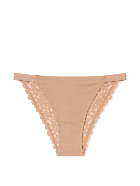 Трусики бикини Victoria's Secret Pink с кружевом 1159834093 (Бежевый XL)
