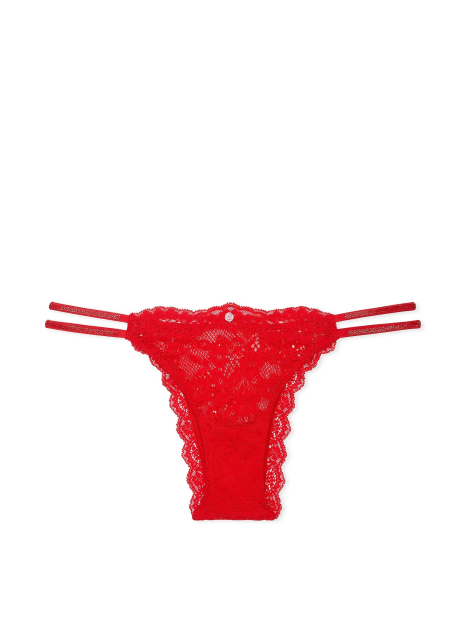 Кружевные трусики со стразами Victoria's Secret бразильяны 1159841362 (Красный M)