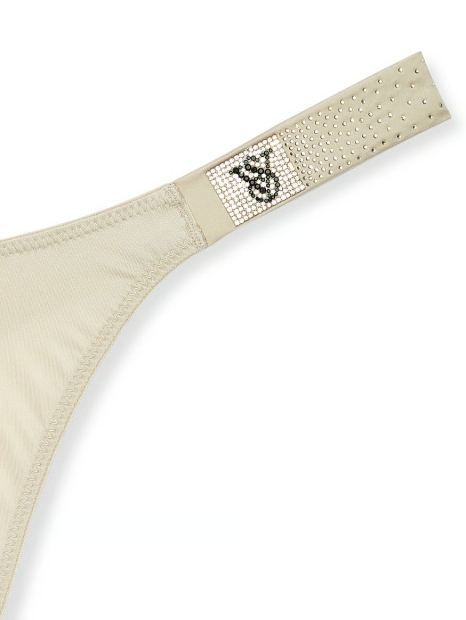 Трусики со стразами Victoria's Secret тонг 1159834070 (Молочный S)