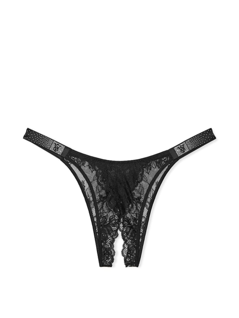 Открытые трусики бразильяны со стразами Victoria's Secret 1159834222 (Черный L)
