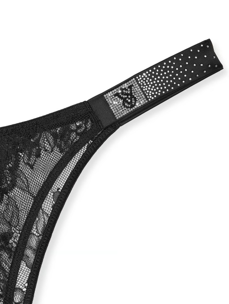 Открытые трусики бразильяны со стразами Victoria's Secret 1159834222 (Черный L)