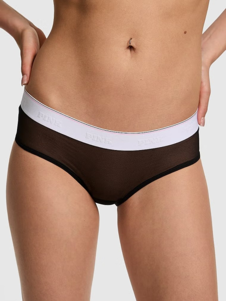Женские сетчатые трусики хипхаггеры Victoria's Secret Pink 1159834399 (Черный XS)