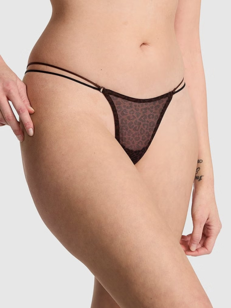 Сетчатые трусики тонг Victoria's Secret Pink 1159834369 (Леопардовый L)