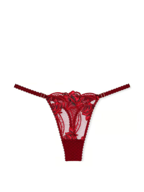 Жіночі трусики тонг Victoria's Secret з вишивкою 1159834459 (Червоний XS)