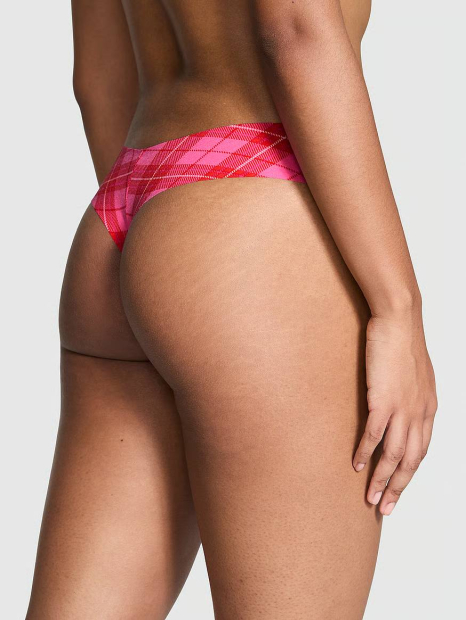 Трусики безшовні тонг Victoria's Secret Pink з принтом 1159834811 (Рожевий S)