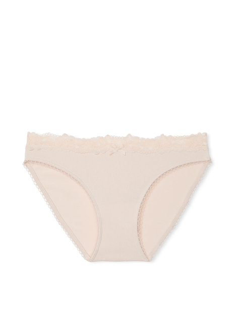 Трусики бикини Victoria's Secret с кружевом 1159835034 (Бежевый L)