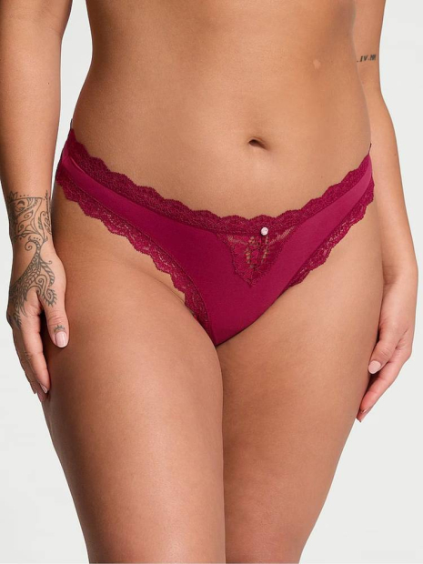 Женские трусики Victoria's Secret тонг с кружевом 1159836749 (Розовый S)