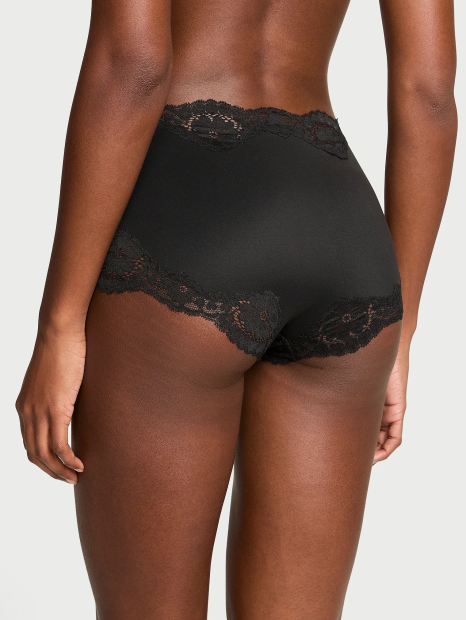 Женские трусики шортики Victoria's Secret с кружевом 1159837174 (Черный XL)