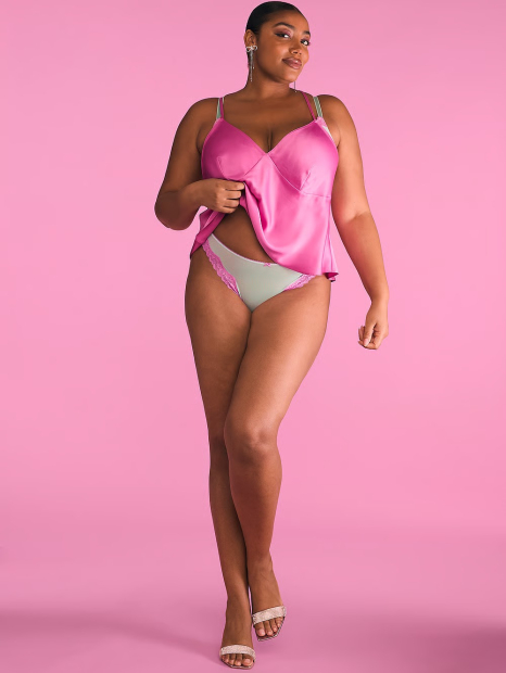 Женские сетчатые трусики тонг Victoria's Secret с кружевом 1159837502 (Розовый XS)