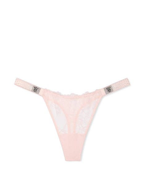 Кружевные трусики тонг Victoria's Secret со стразами 1159837530 (Розовый S)