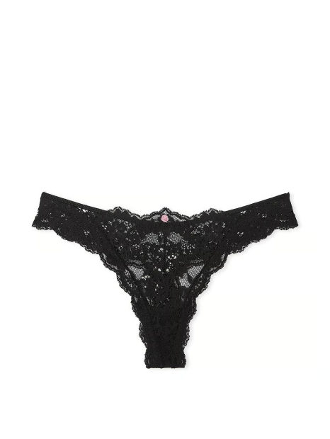 Кружевные трусики тонг Victoria's Secret 1159837563 (Черный L)